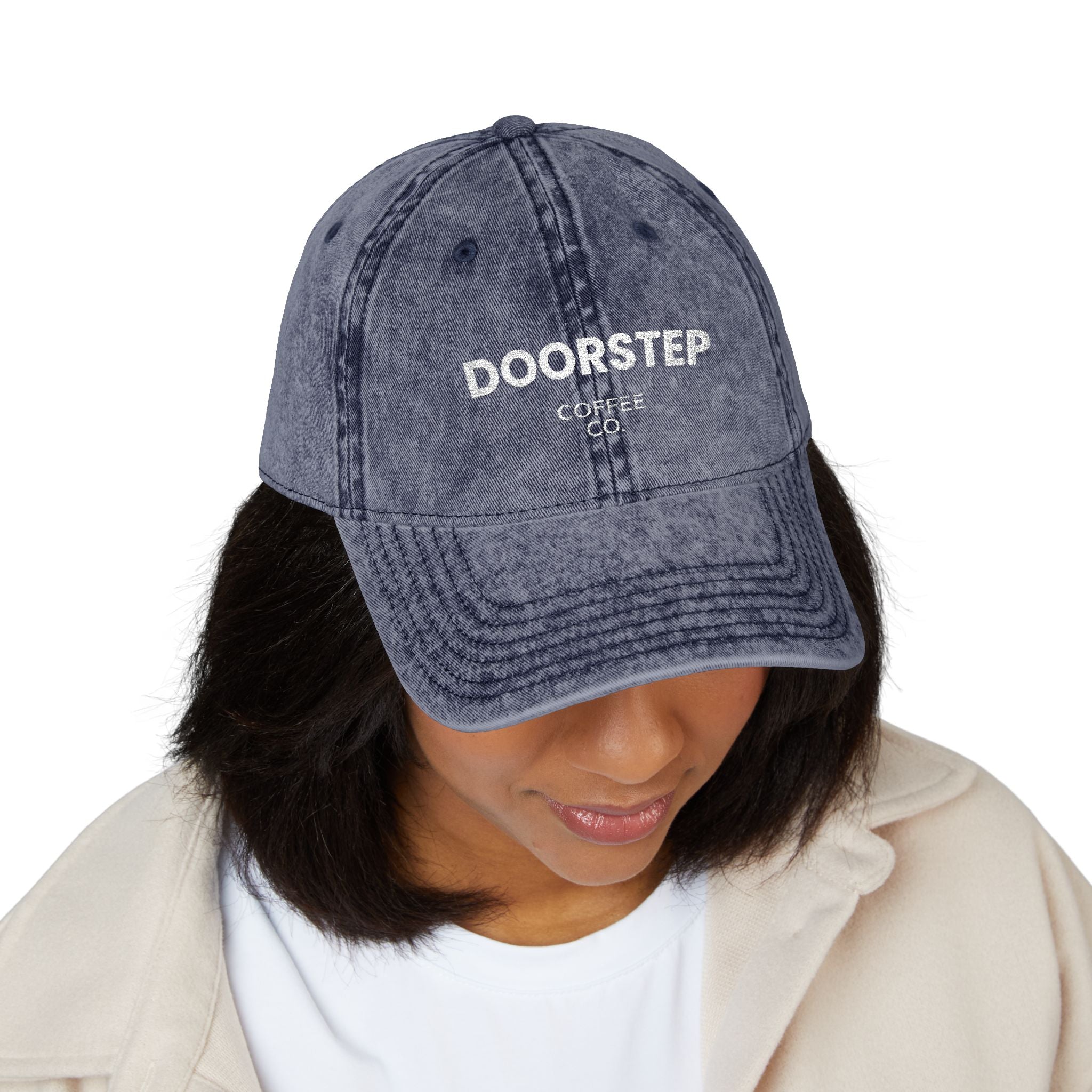 Vintage Embroidered Cap – "DOORSTEP" Distressed Dad Hat