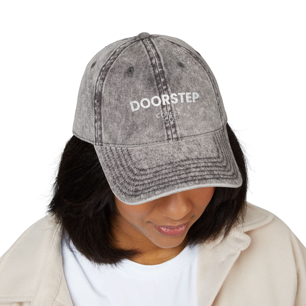 Vintage Embroidered Cap – "DOORSTEP" Distressed Dad Hat