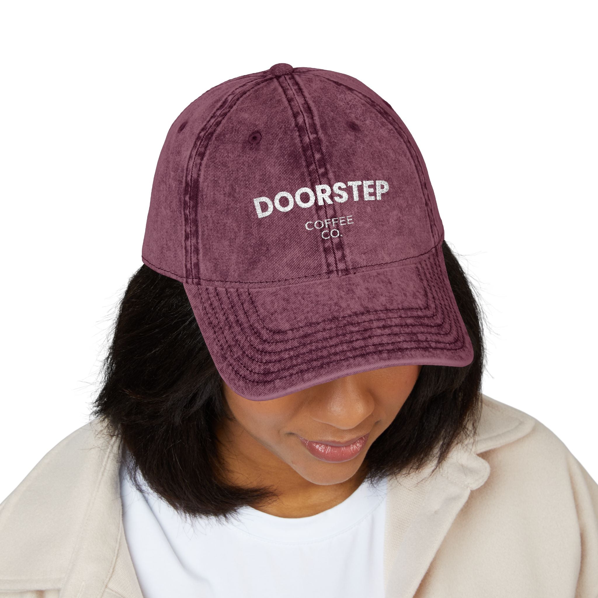 Vintage Embroidered Cap – "DOORSTEP" Distressed Dad Hat